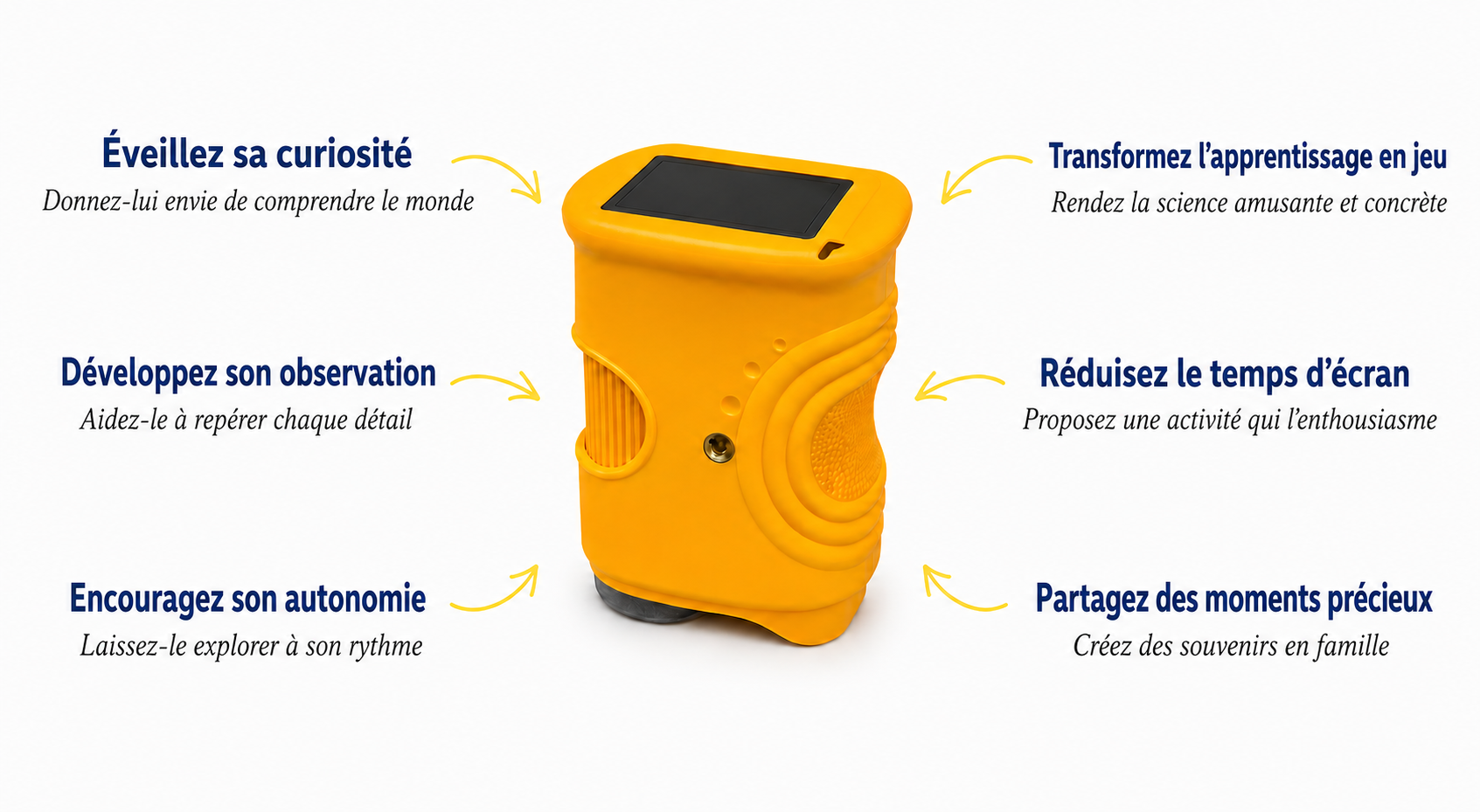 Les 6 bénéfices du microscope enfant Zoomy : curiosité, observation, autonomie, apprentissage par le jeu, moins d’écrans, moments en famille